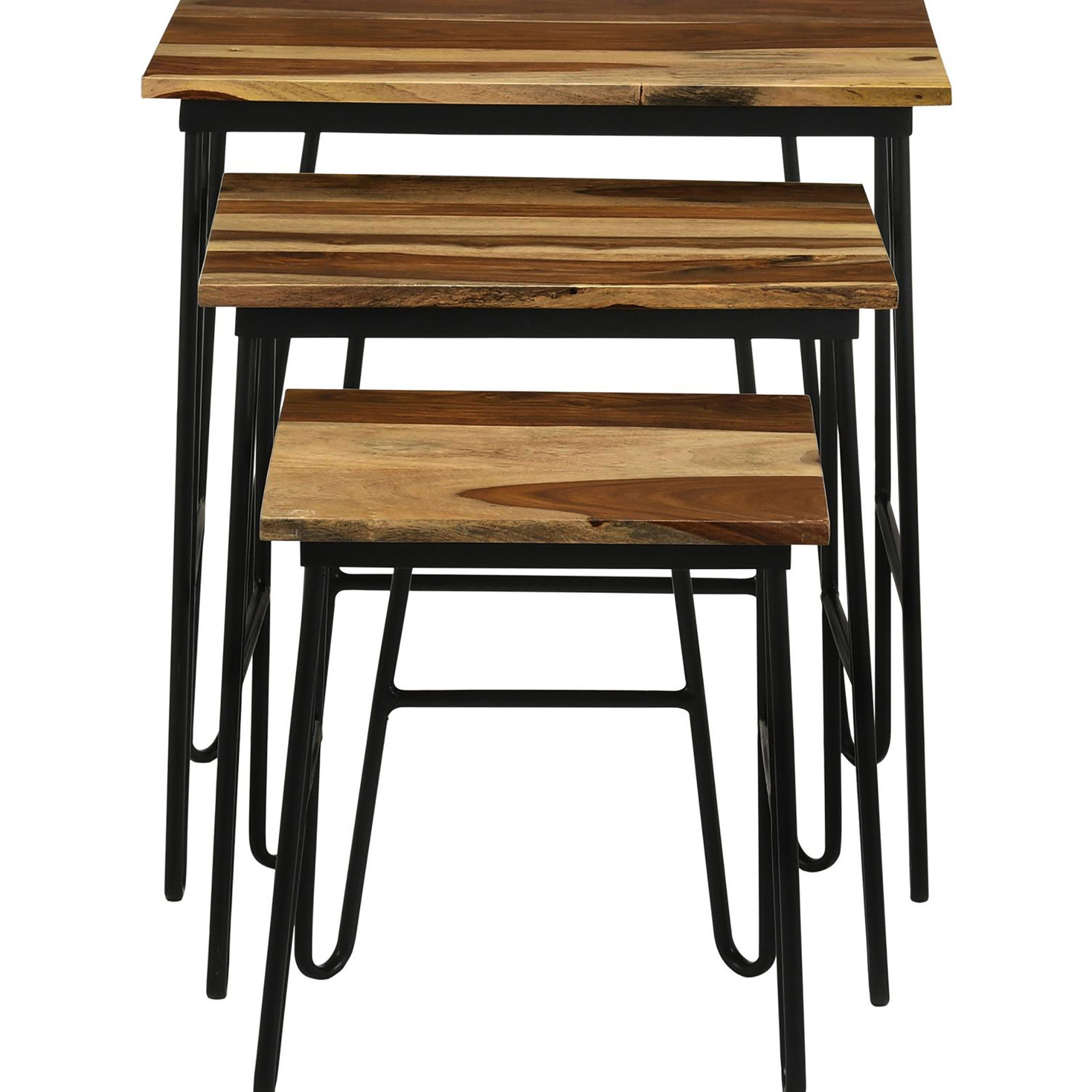 Nesting Table Base George Oliver Natural Wood Nesting Tables With Modern Iron Base Of 3 ...