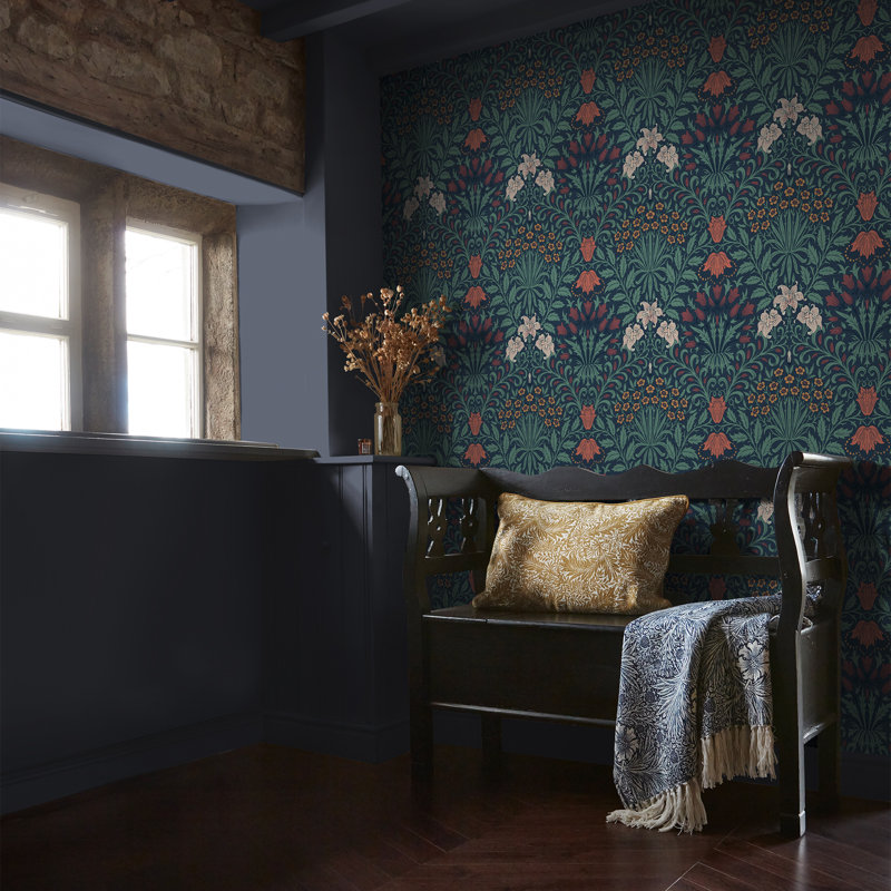 William Morris Garden Soft Wallpaper, Dark Blue