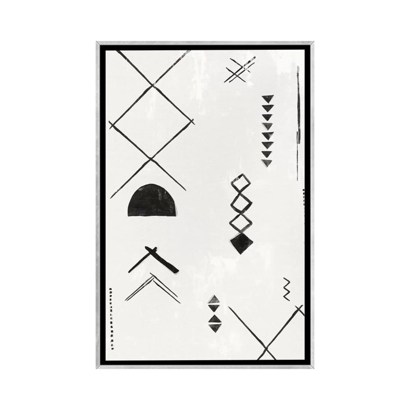 «African Motifs II» par Isabelle Z - reproduction d'art, Aucun mat, Toile avec cadre argenté, H 40 po x l 26 po x P 1,5 po