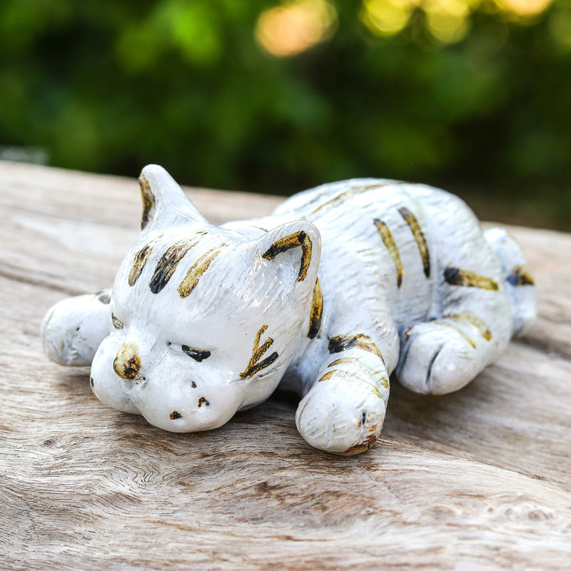 Novica Handmade Feline Nap Ceramic Statuette