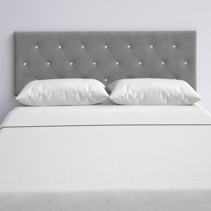 Tête de lit tapissier en velours Ameer, Grand, Silver Grey
