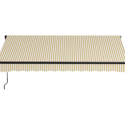 Auvent rétractable de 12 pi x 10 pi, patio avec contrôle manuel, tissu 280 g / m², structure en aluminium, manivelle beige pour balcon et terrasse, stable