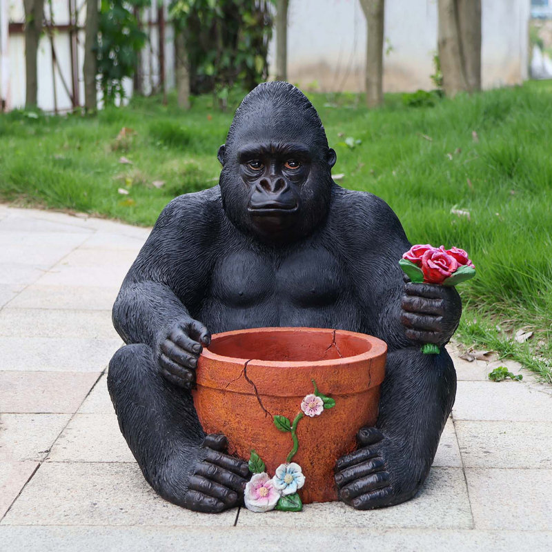 Jardin d'extérieur - Sculpture de jardin de chimpanzés - Statue de jardin unique, ornement de pelouse intéressant pour un aménagement paysager créatif