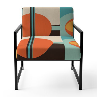 Vintage Mid-century Graphics II - Upholstered Mid-Century Modern Arm Chair, Midcentury Abstract Accent Chair