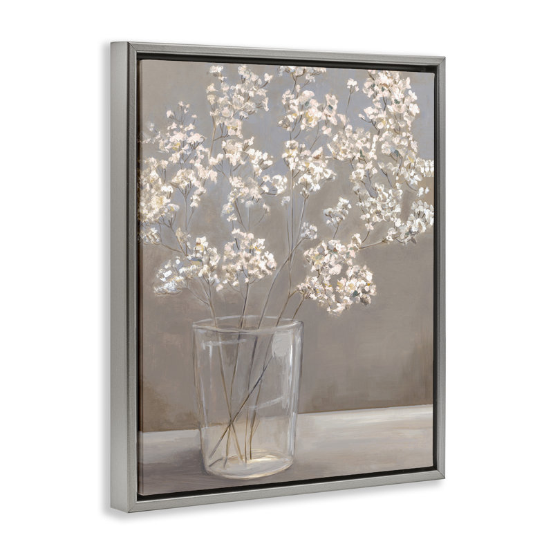 Cadre flottant Baby's Breath Elegance, design par Hannah Dawson, Cadre flottant gris lustré, H 31 po x l 25 po