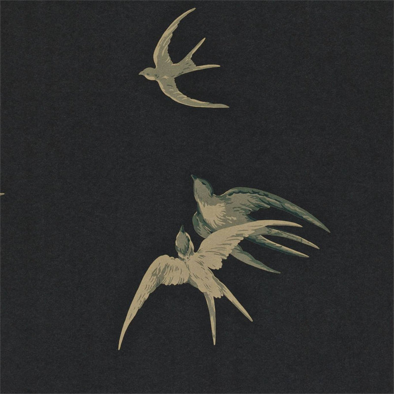 Swallows Wallpaper, Black
