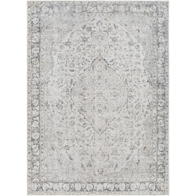 Brackston Light Grey Machine Washable Area Rug, Rectangle 2' x 2'11"