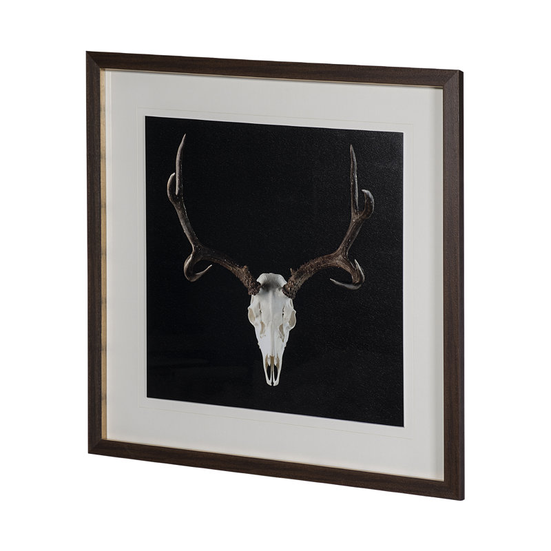 Deer Skull-L by Chris Dunker a Hand Embelished Textured Framed Art Print Matted under Glass, 43.0L x 1.6W x 43.0H, 1