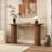 Gennari 55'' Fluted Solid Wood Console Table with Oval Tabletop Natural Wood Grain-1567478837
