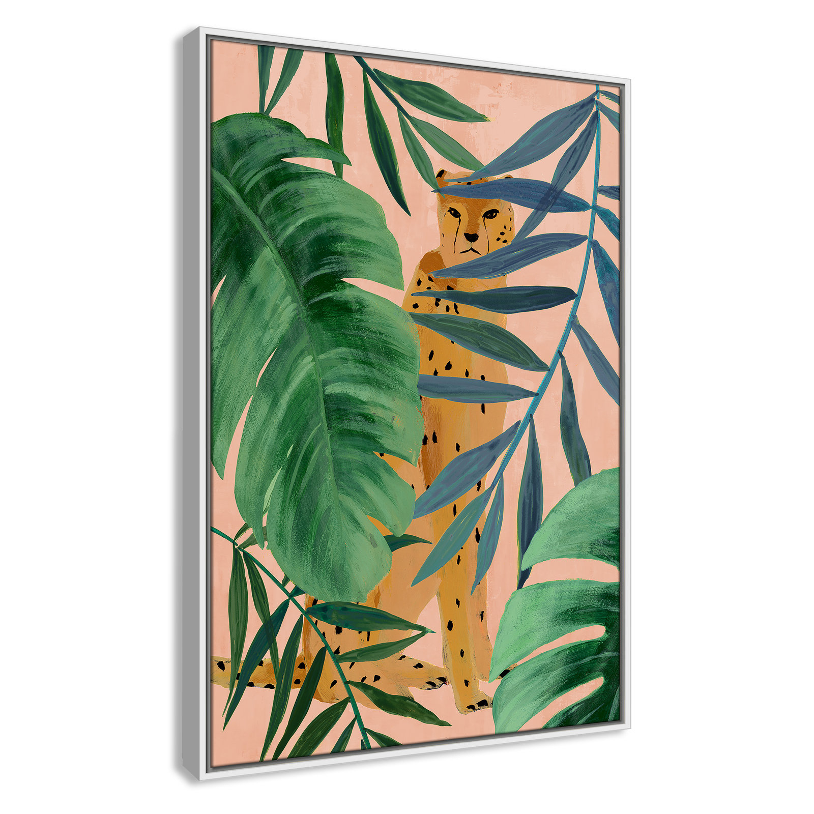 Allie "Silent Jungle" Painting by Isabelle Z, 37.5" H x 25.5" W x 2" D, White Framed Canvas