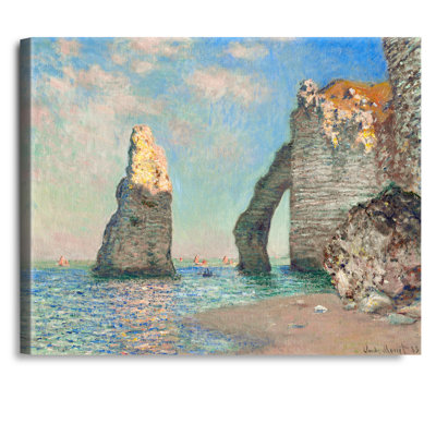 Reproduction d'art classique, "Les falaises à Etretat" par Claude Monet, estampe numérique sur toile pour la maison
