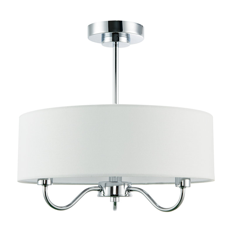 Chic Chandelier Semi Flush Ceiling Light With Shade By , Chrome