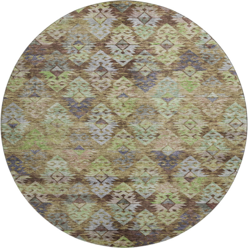 Premium Machine Washable Marasco AMF1637 Diamonds Rug, Round 8'