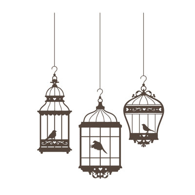 Adhésif décoratif jolies cages à oiseaux