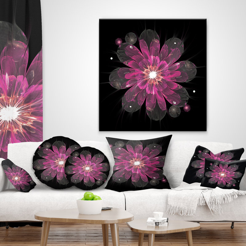 Coussin floral à fleur brillante, 16 po x 1 po, Coussin décoratif