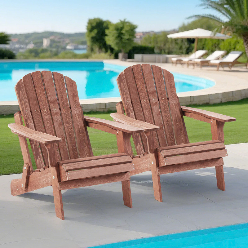 Très grande chaise Adirondack pliante en bois pour l'extérieur, Café
