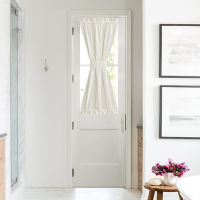  Linen Sheer Patio Door Curtain Drapery Panel for Door Window Elegant Soild Rod Pocket French Door Curtain Panel, 1 Piece