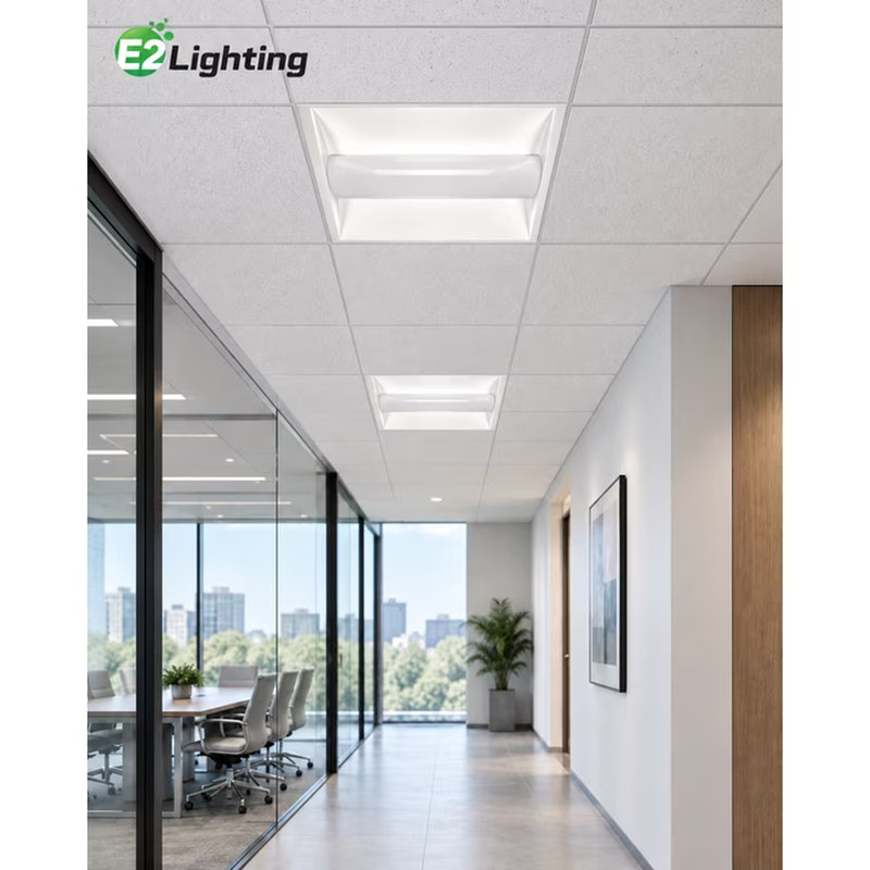 E2 Lighting 2x2 LED Troffer Light, 2-Pack, 20W/25W/30W/35W/40W Selectable, 5CCT Adjustable, AC100-277V