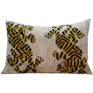 Handmade Unique Down Insert Silk Velvet Lumbar Throw Pillow 16x24