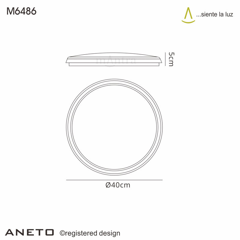 Aneto White LED Outdoor Flush Mount, 5cm H x 40cm W x 40cm D