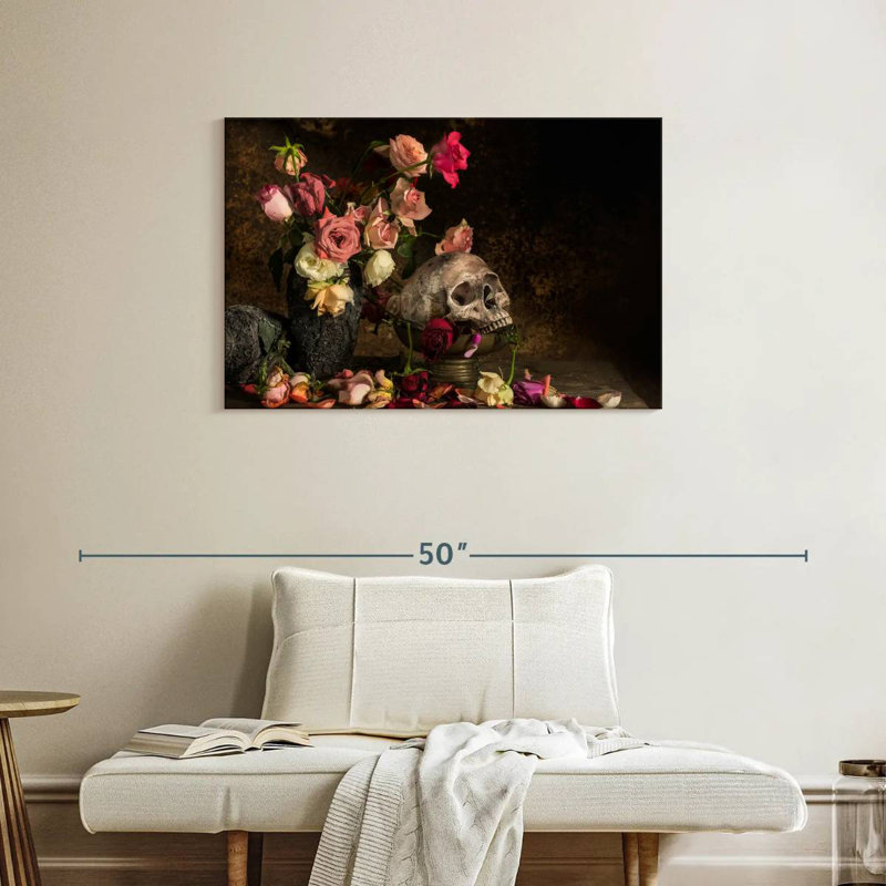 Crâne floral élégant, H 24 po x l 36 po