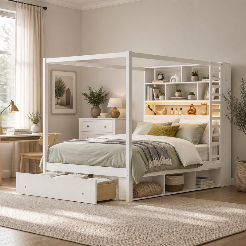 Bed, Full / Double, White