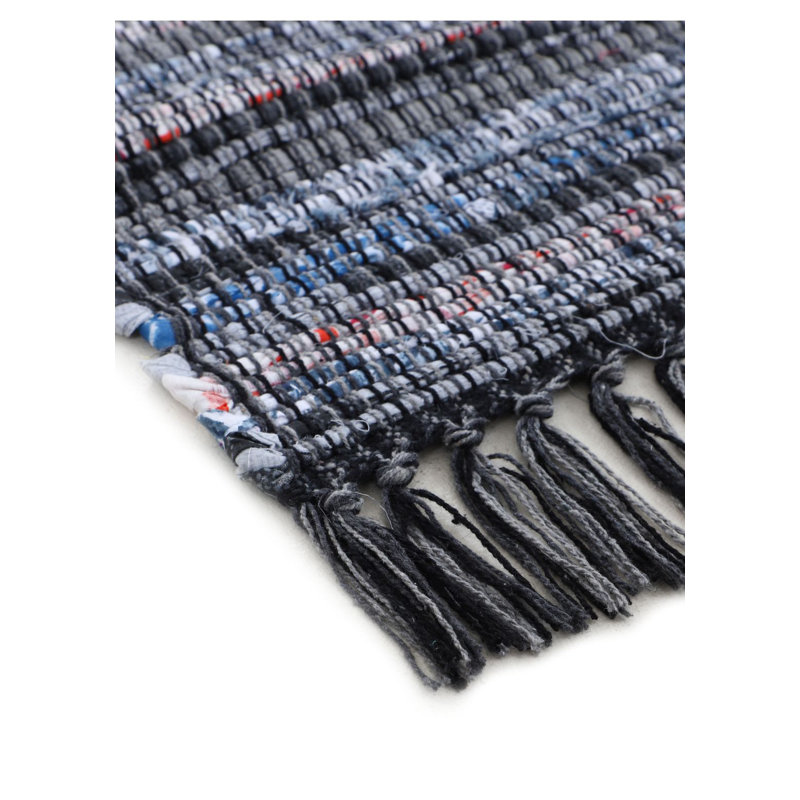 Handgefertigter Teppich Aus Baumwolle In Schwarz Striped Cotton Hand Loomed Area Rug, Rectangle 160cm x 230cm