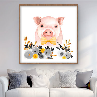 Chic Pig - Illustrative Framed Matted Print for Home Decor