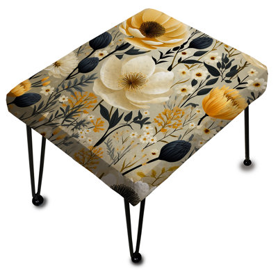 Yellow Garden Floral Serene Blooms I - Floral Rectangle Ottoman