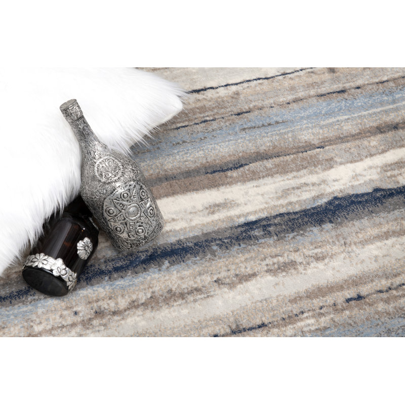 Rug Branch Rimal 2' x 3' (2'3" x 3') Blue/Brown Abstract Indoor Doormat Rug, Contemporary, Low Pile, Stain-Resistant Entry Carpet - Front Door, Mudroom, Hallway and Kitchen