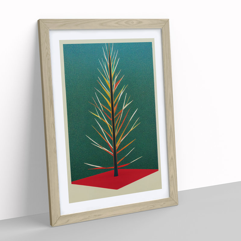 Retro Tree No.1 - Framed Print, 34cm H x 25cm W x 2cm D, Oak Framed