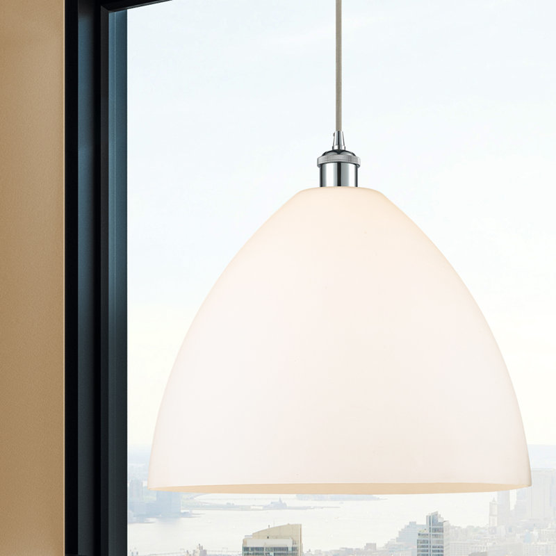 Haruka 1 - Light Single Pendant, White, 18.75" H x 16" W x 16" D, Polished Chrome