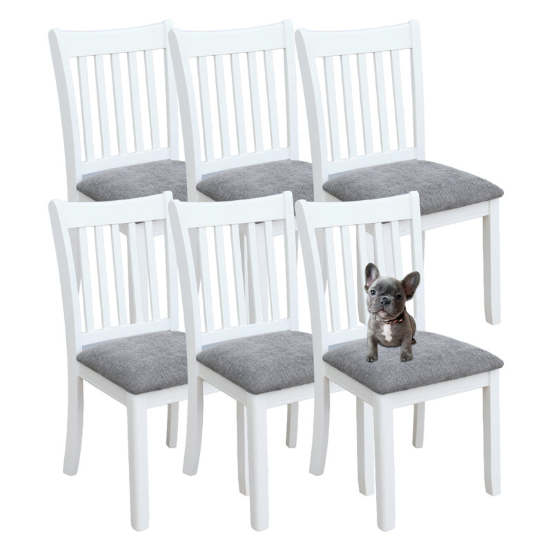 Chaises de salle à manger en bois massif (ensemble de 6), Blanc