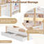 White & Natural Wood Single Bunk Bed with Storage Staircase, LED Lighting & USB Charging, Sliding Door Shelves, Fits 3ft Mattress (No Mattress Included)