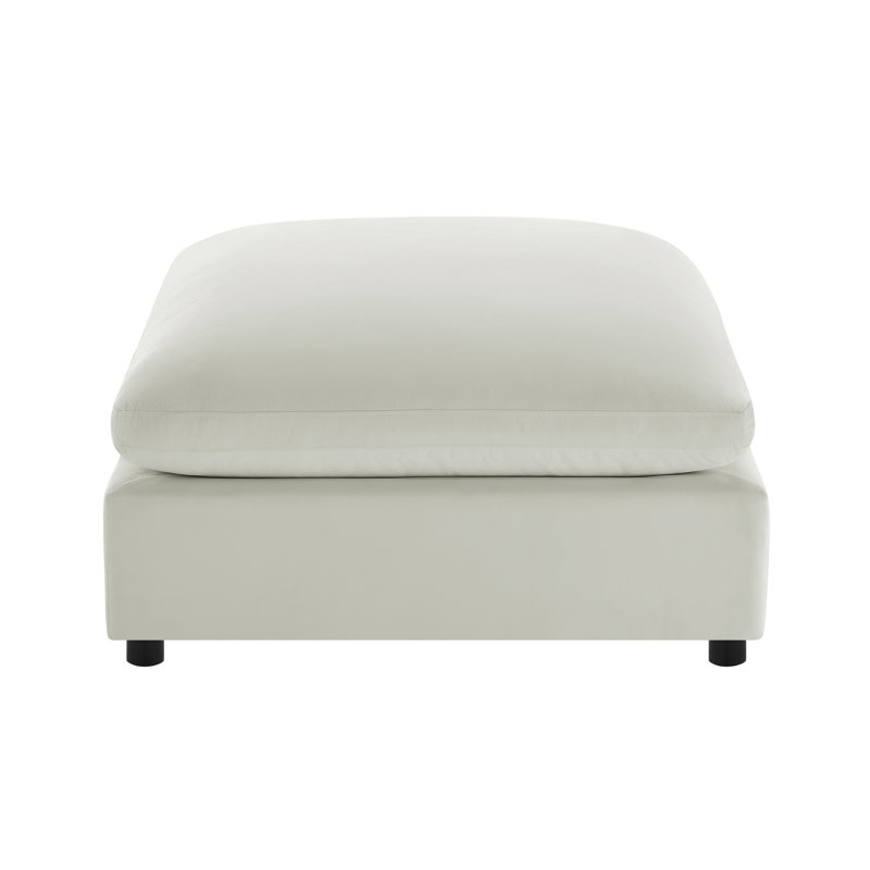 Jazzmyne Fabric Ottoman, Ivory Performance Polyester
