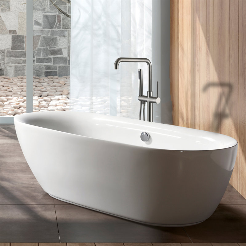 Robinet de baignoire à fixation au sol, Nickel brossé
