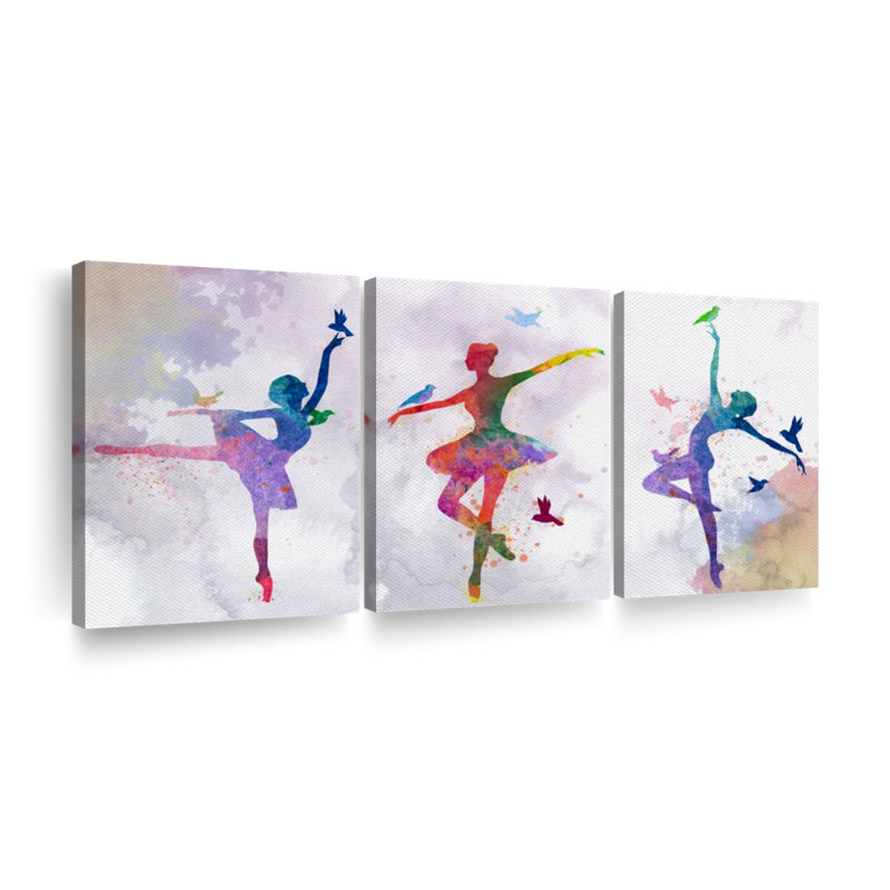 «Colorful Ballerina Silhouettes», reproduction sur toile, H 12 po x l 26 po x P 1 po