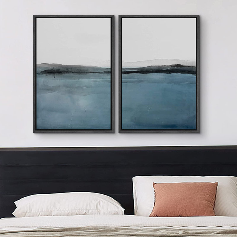 Ensemble de 2 reproductions encadrées sur toile, Noir, H 24 po x l 32 po x P 1,5 po