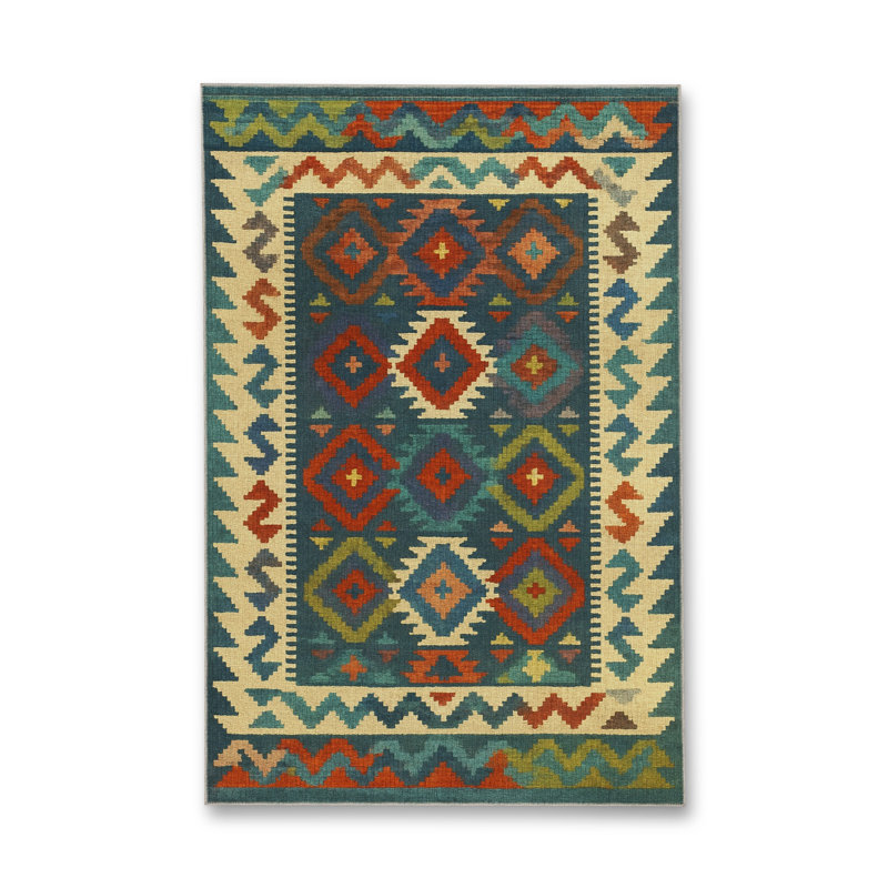Tapis tissé vert Mosso, 2'4" x 3'11"