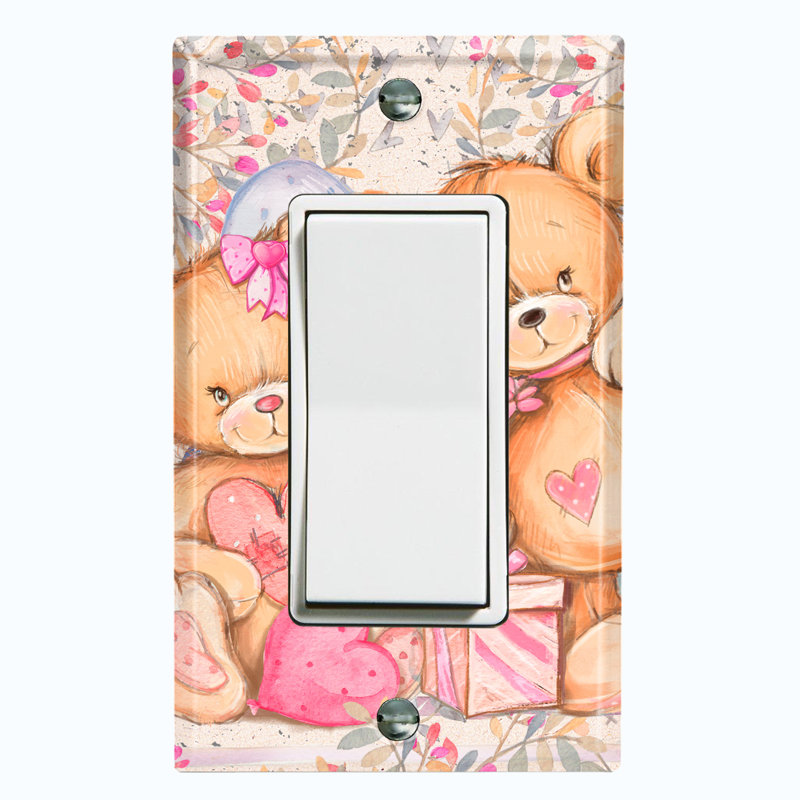 Plaque murale interrupteur à bascule Teddy Bears Birthday Love Hearts