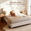 King/Double Size Boucle Bed Frame, Upholstered Cloud Bed Frame with Adjustable Headboard, Cream-60712891