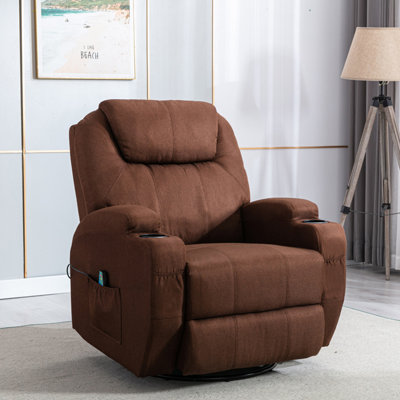 Fauteuil inclinable polyvalent moderne en tissu Modern, chauffant, inclinable simple pour le cinéma, massage à huit points, télécommande électrique, anneau de traction, porte-gobelet