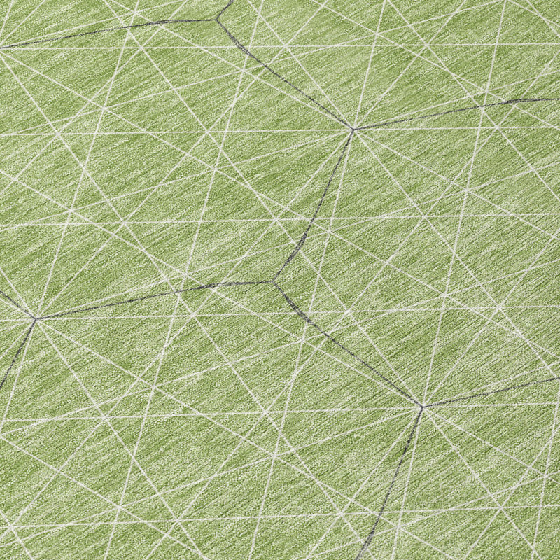 Green Geometric Synthetic Washable Indoor/Outdoor Rug 30" x 20"
