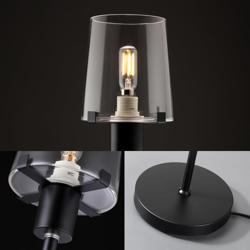 Dimmable LED Floor Lamp with Clear Glass Shade, Touch-Controlled Lighting, 66.5-Inch, Perfect for Dinning, Living Room and Bedroom