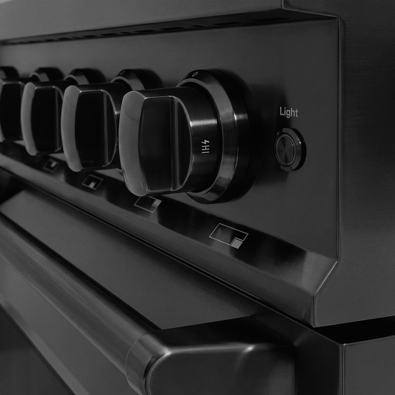 ZLINE 48 in. Classic Gas Range with 8 Burner DuoPro Cooktop and Dual Ovens with White Matte Doors, Black Stainless Steel
