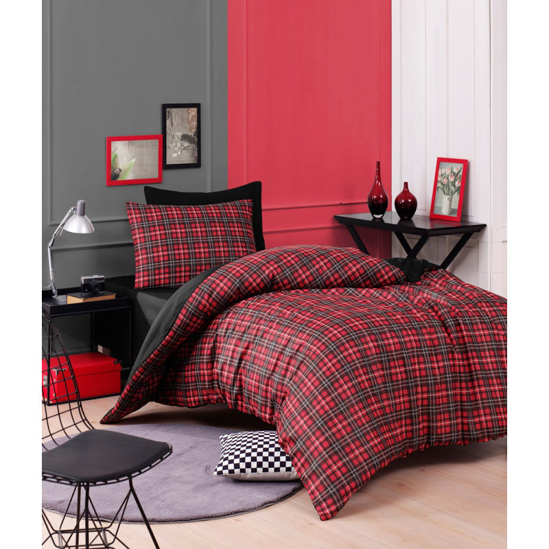 Christmas Quilt Cover Set, Red, 61.0 x 78.7 inches | 65% Cotton / 35% Polyester, 120 Thread Count | Includes 1 Pillowcase (19.7 x 31.5 inches) with Envelope Closure & Button Duvet Cover | Perfect Holiday Bedding