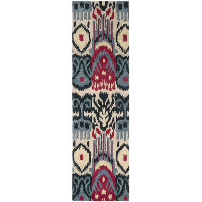 Kline Ikat Hand Tufted Wool Ikat Rug