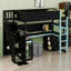 Lit mezzanine pour jouer avec escalier de rangement, bureau, tablettes et panneau perforé-2070491266-2070491264