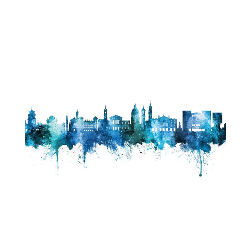 Nice France Skyline Blue Teal by Michael Tompsett - Wrapped Canvas Gallery-Wrapped Canvas Giclée
