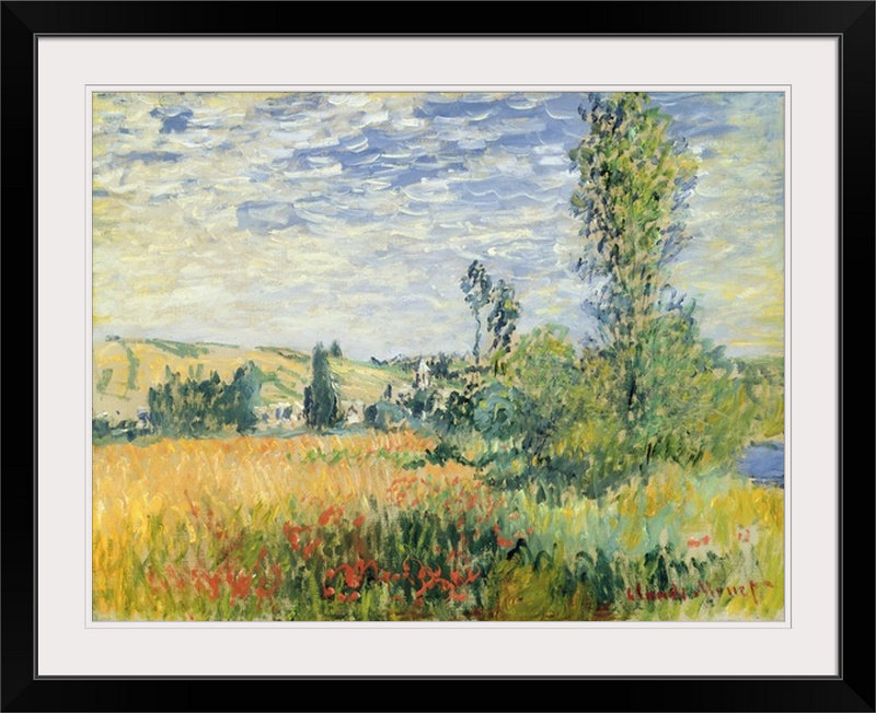 «Vetheuil, c.1880» par Claude Monet, reproduction d'art, Cadre noir, H 20 po x l 24 po x P 1 po